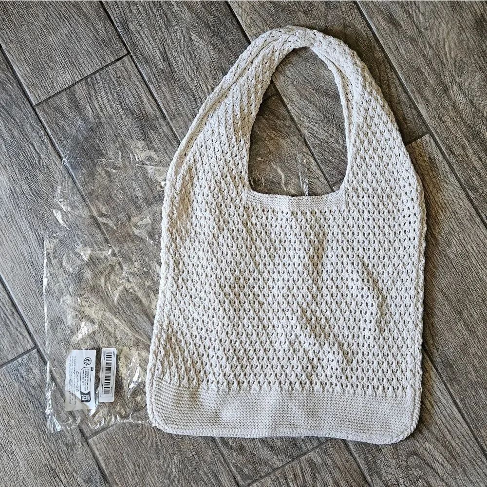 Cream Knit Tote Bag